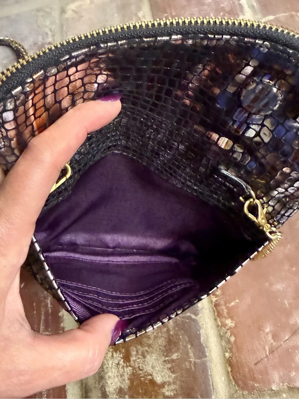 HOBO “Daria” Metallic Snake Print Leather Crossbody/Wristlet Convertible